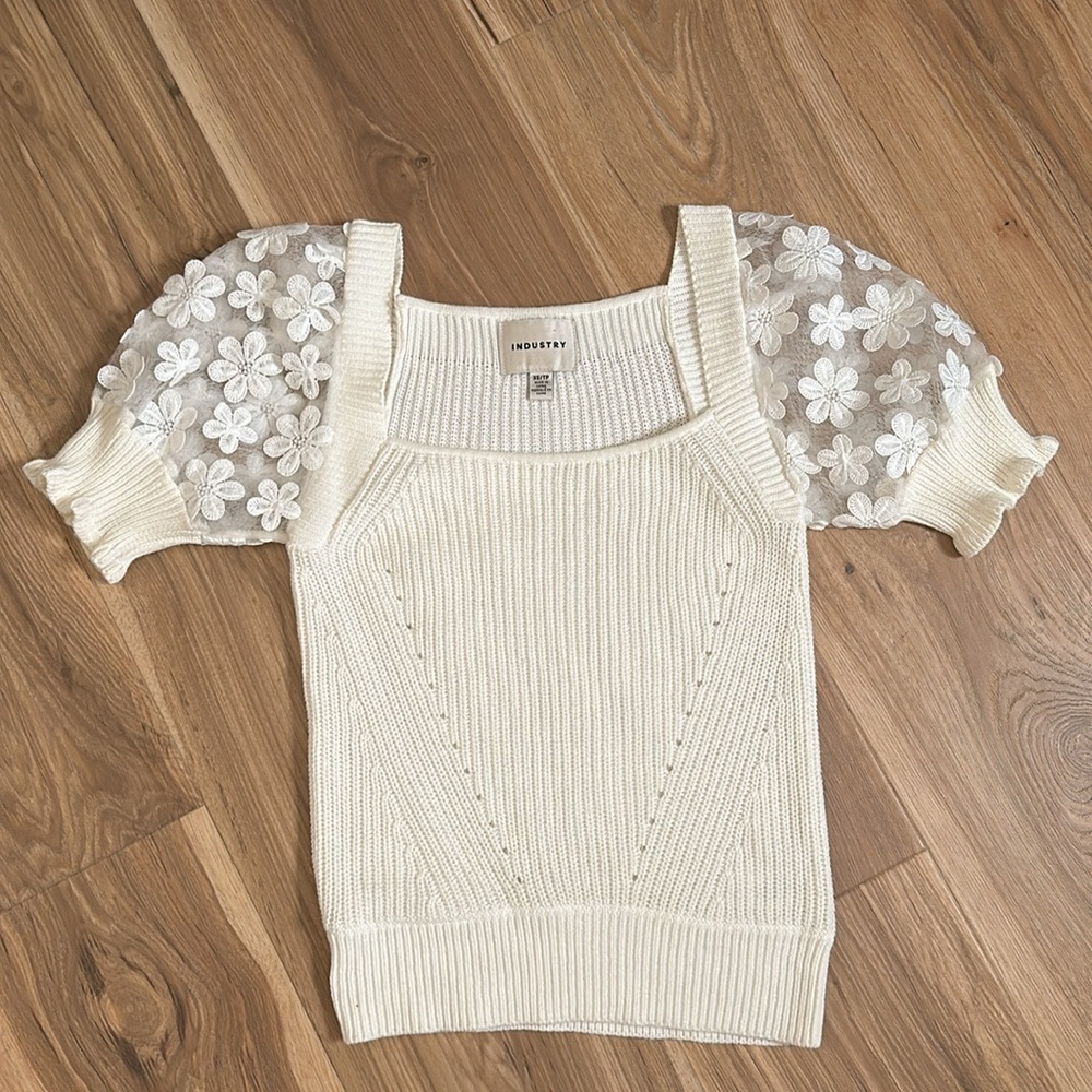 White Industry Knit Floral Top - XS